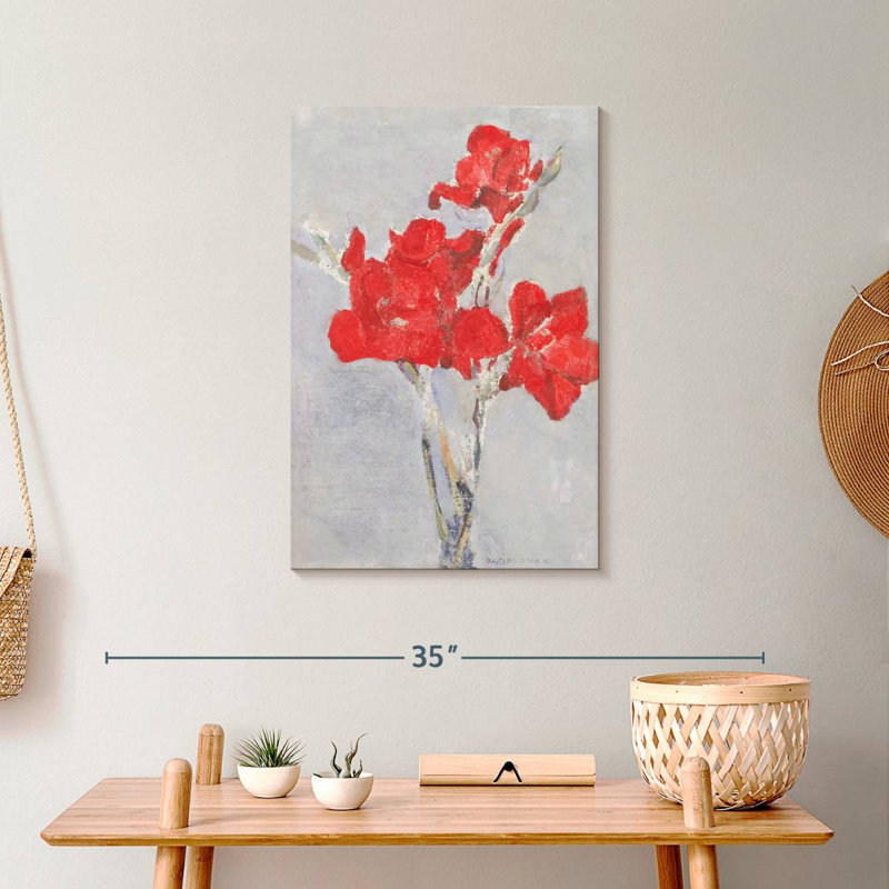 Glaïeuls rouges, H 24 po x l 16 po