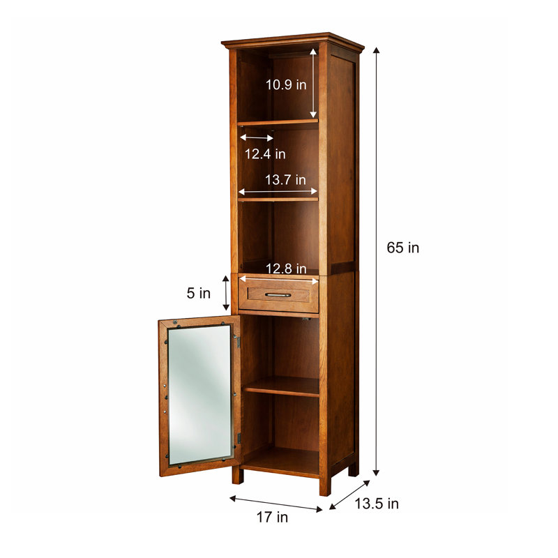 Yarissa 17" W x 65" H x 13.5" D Free-Standing Linen Cabinet