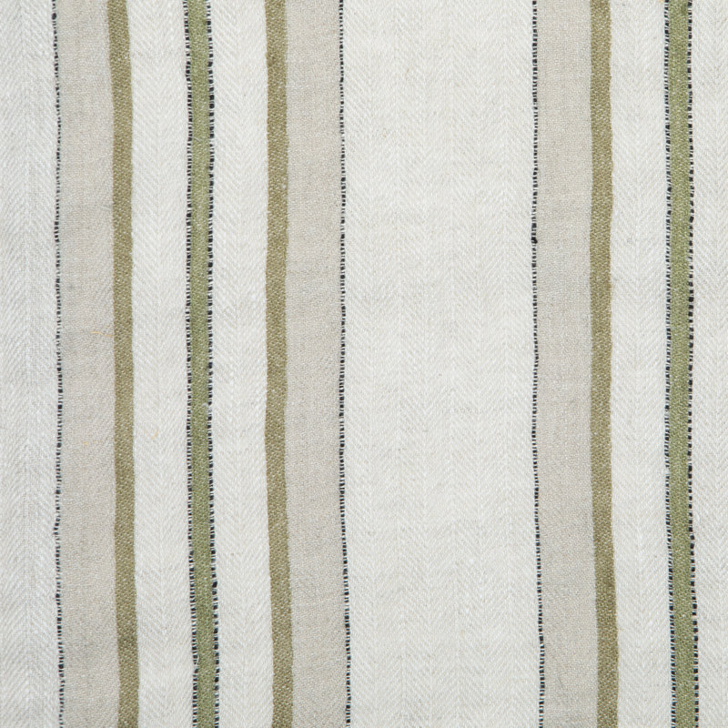 Serviette lin rayée, Naturel / Olive
