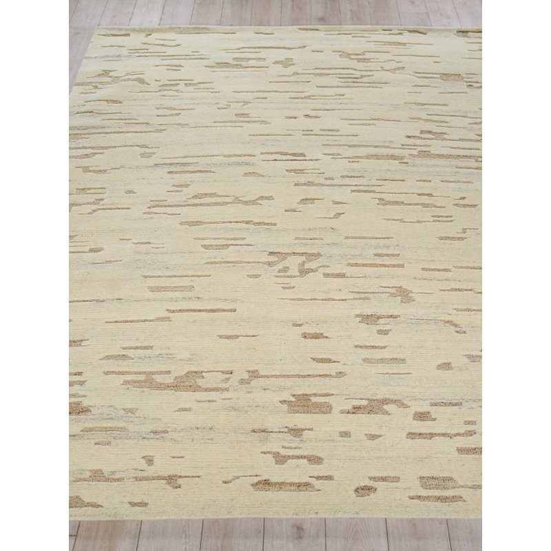 Boulder Hand Knotted Wool Beige Area Rug, 15'X20'