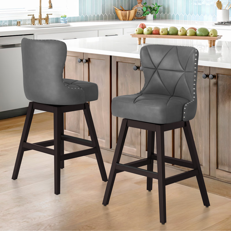Tabouret de comptoir pivotant 26 po Arabele, Gris foncé, 2, Marron foncé