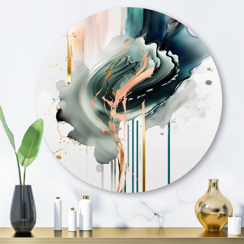 Décoration murale en métal «Green Elegant Roses I» - Roses florales, H 36 po x l 36 po x P 1 po