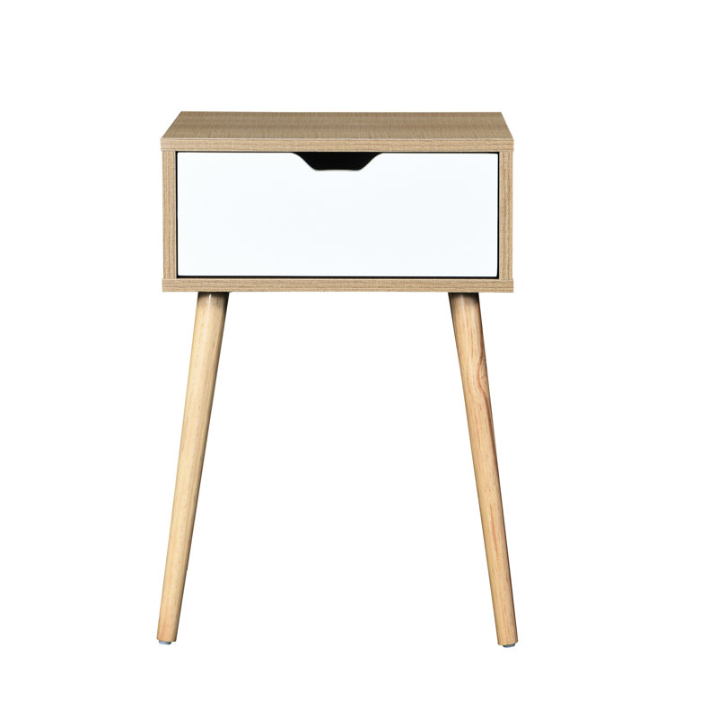 Aliiyah Side Table With Drawer And Rubber Wood Legs, Mid-Century Modern Living Room Bedroom Storage, Wood Finish, Hassle- Setup Process Storage Cabinet For Room, Easy