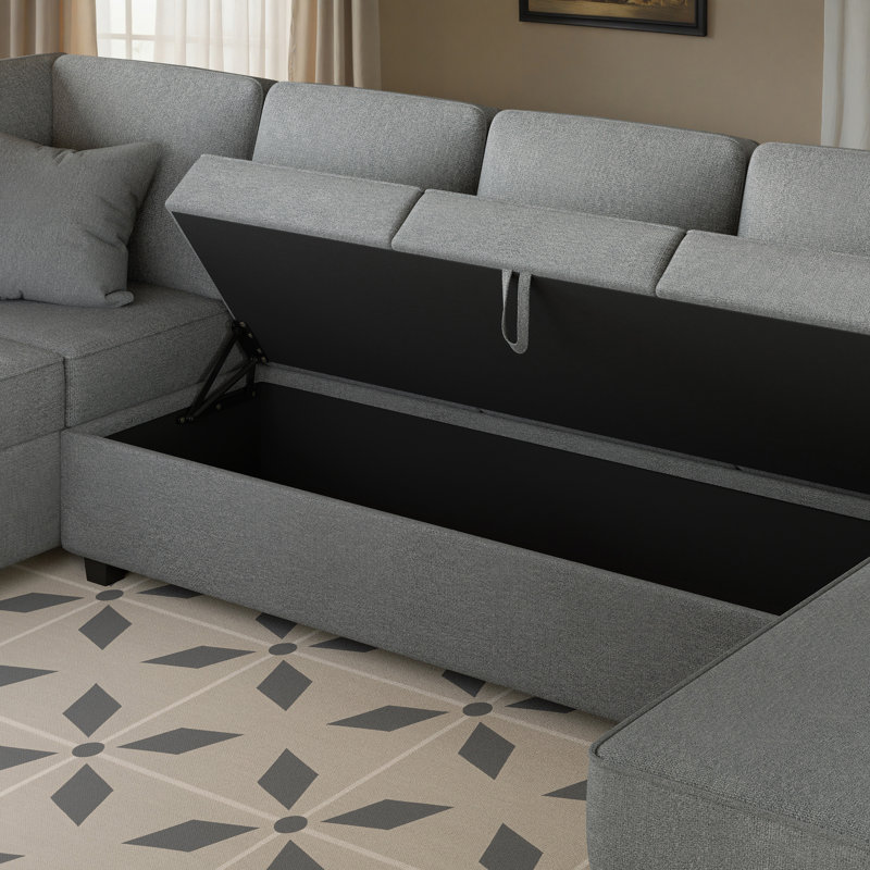 Canapé modulaire rembourré avec rangement 138 po