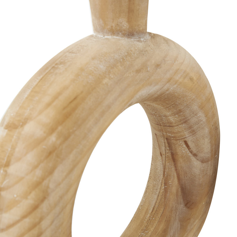 Wood Circular Decorative Brown Vase with Cutout Center Set