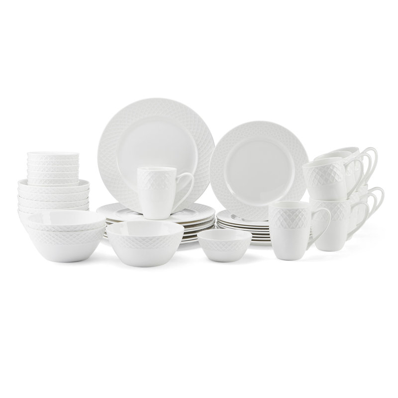 Trellis 40-Piece Bone China Dinnerware Set, Service For 8