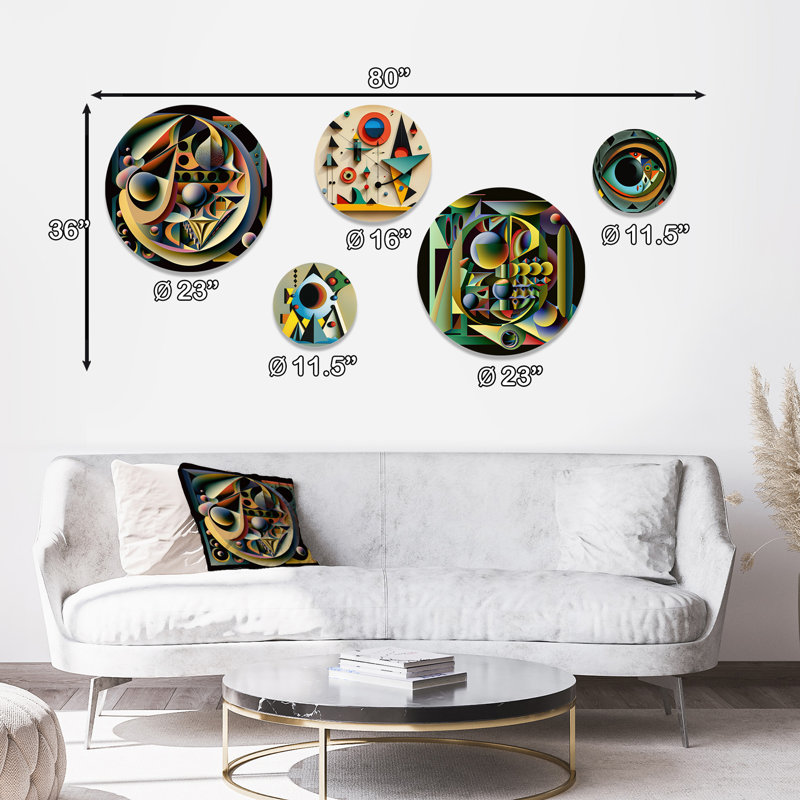 Playful Imaginary Landscapes I - Modern Geometric Metal Wall Décor