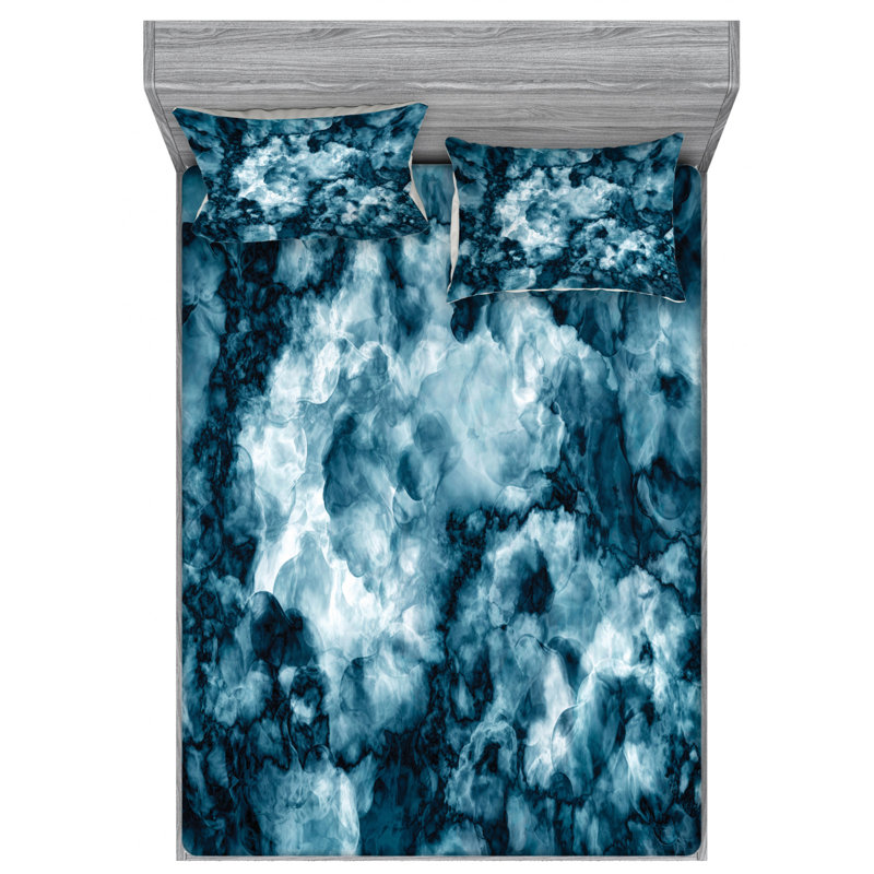 Microfiber Abstract Sheet Set, Queen Sheet Set with Fitted Sheet