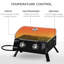 Barbecue au gaz 2 brûleurs, camping portatif. Pieds pliables, couvercle avec fonction de fumage, thermomètre. Noir, idéal pour un pique-nique, barbecue de table de jardin, portable. Couvercle, excellent camping, utilisation