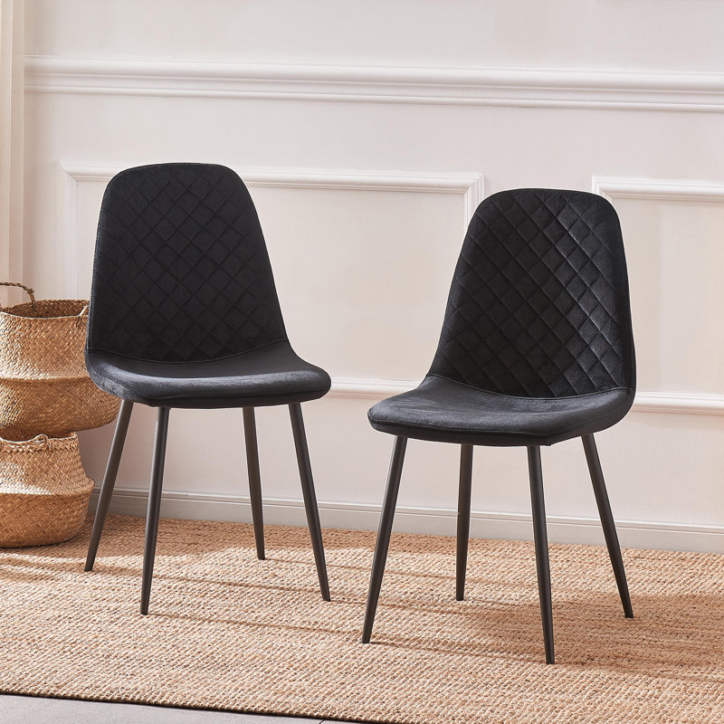Brienna Black Velvet Upholstered Armless Dining Chair, Black Velvet, Black
