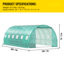20 x 10 x 7 ft Walk-in Tunnel Greenhouse, 3 Top Beams, 2 Zippered Doors & 12 Roll-up Windows, Portable Plant Hot House with Galvanized Steel Hoops, Diagonal Poles, White