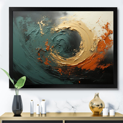 Orange et vagues ondulées oranges Melody III - abstrait spirales murales