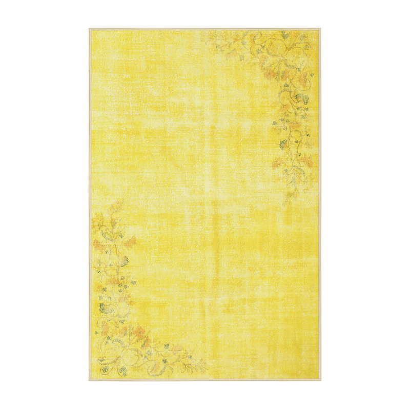 Tapis contemporain jaune, Rectangle 4 pi x 6 pi