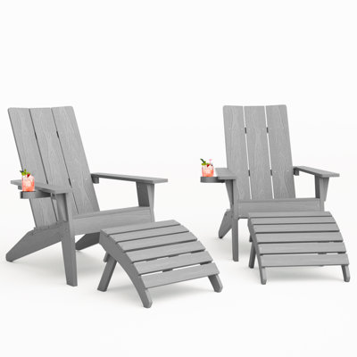 Chaise Adirondack d'extérieur en plastique avec repose-pieds
