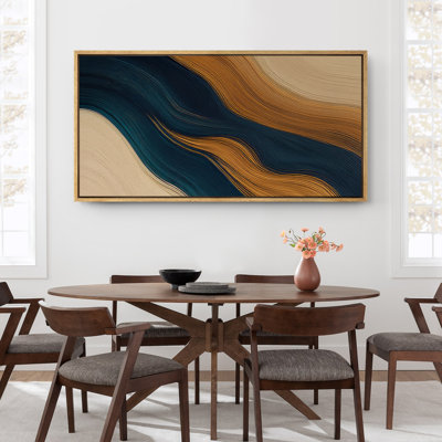 Large Framed Canvas Print Wall Art - Neutral Abstract Print for Minimalist Modern Wall Decor