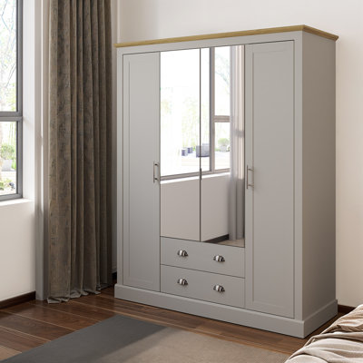 Sufy 4 Door 2 Drawer Wardrobe With Mirror