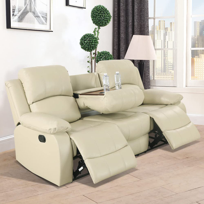 Canapé 3 places en cuir recyclé beige