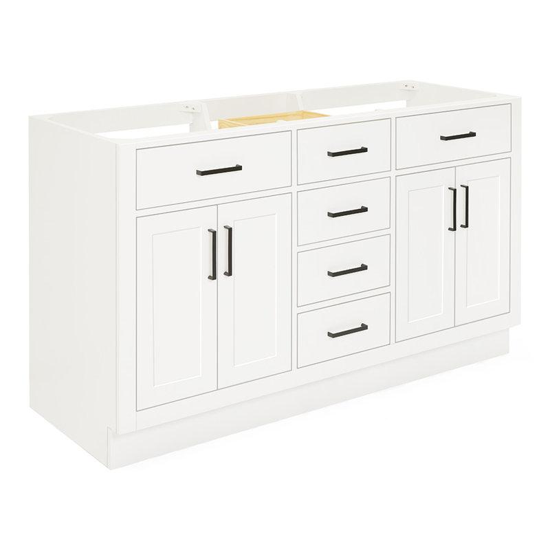 60" Double Bathroom Vanity Base Only, White