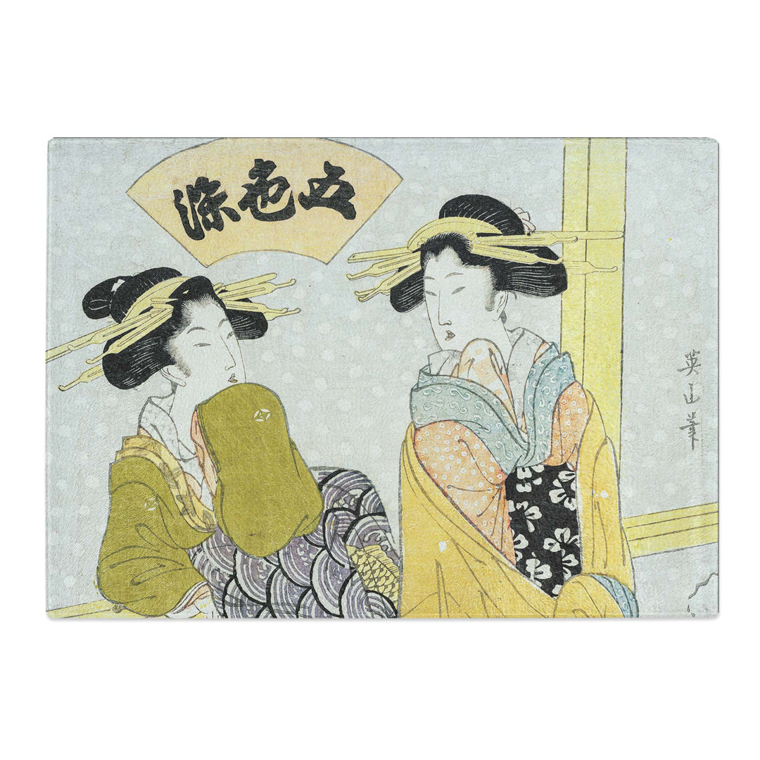 Tempered Glass Two Courtesans on a Balcony by Kikukawa Eizan Chopping Board