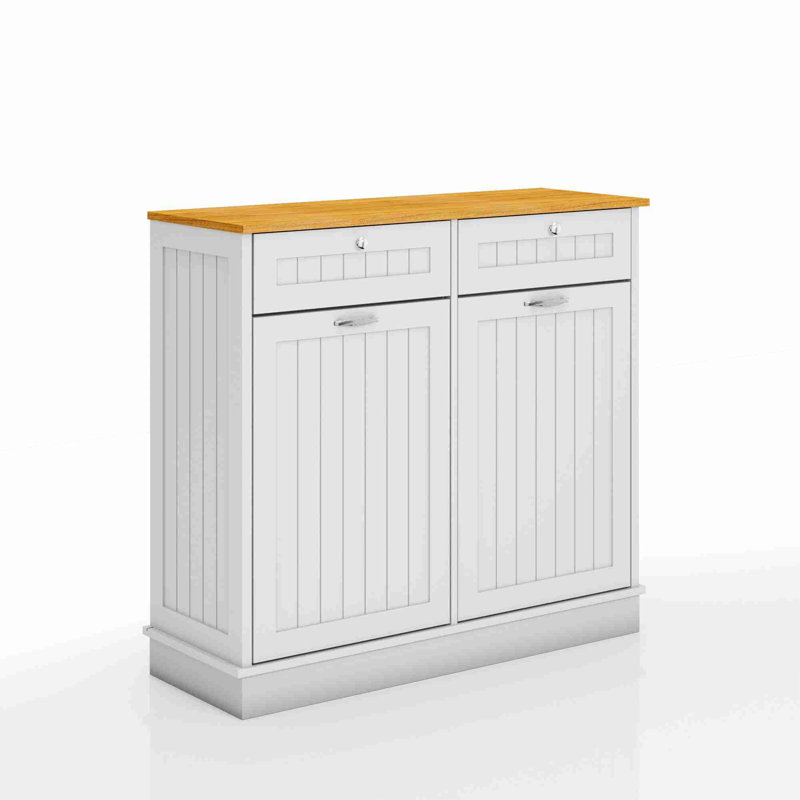 Armoire de cuisine avec dispositif de sécurité anti-basculement et 2 tiroirs, Blanc