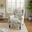 Fauteuil à oreilles tapissier à motif floral beige Duward Plants-1794861112
