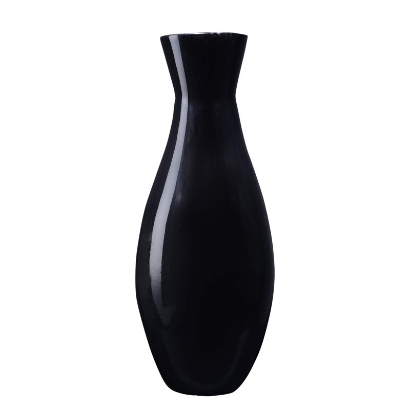 Vase de plancher en bambou Burkholder, Noir, H 18 po x l 7 po x P 7 po