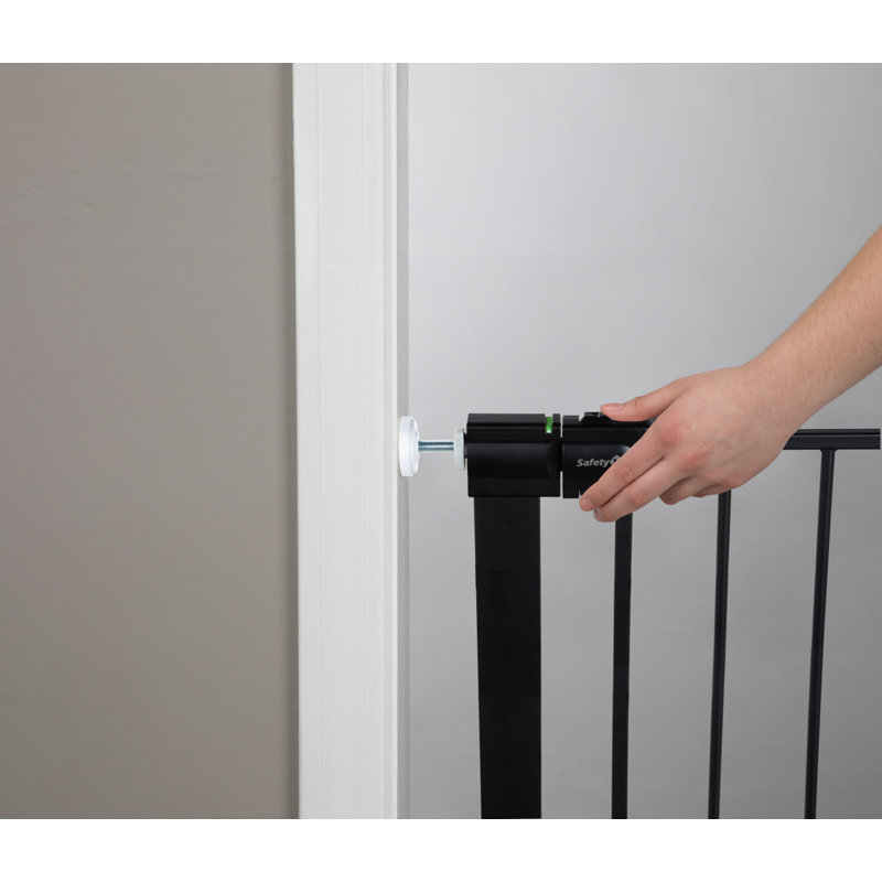 Black Adjustable Metal and Plastic Walk-Through Baby Gate