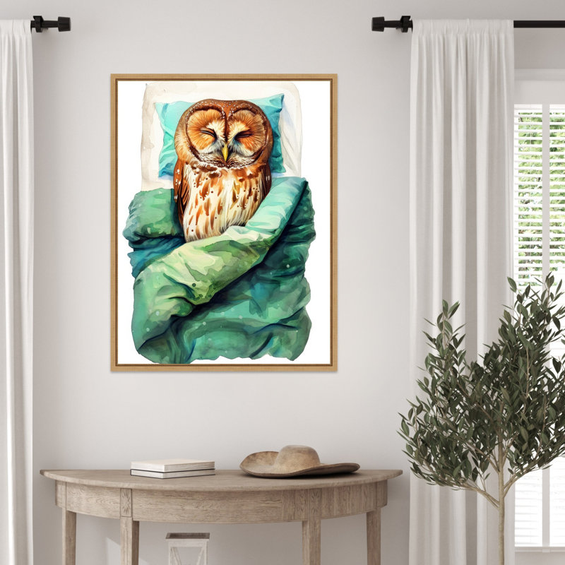 «Sleeping Owl» par Ilora, reproduction d'art sur toile encadrée, H 30 po x l 23 po