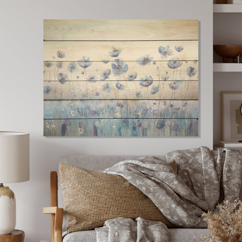 Art floral sur bois de pin, champ de fleurs divin IV, H 24 po x l 32 po