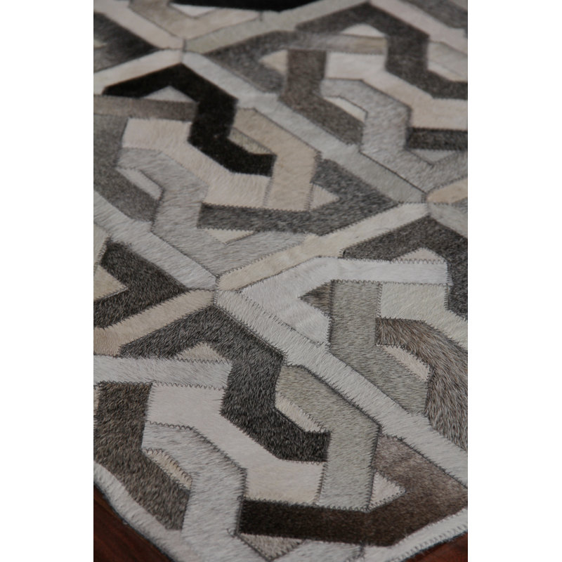 Natural Hide Cowhide Geometric Area Rug, Rectangle 11'6" x 14'6"