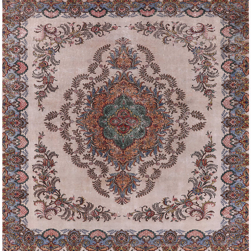 Tapis 100% Mid-Century moderne lavable à la machine 2247, Carré 8 pi