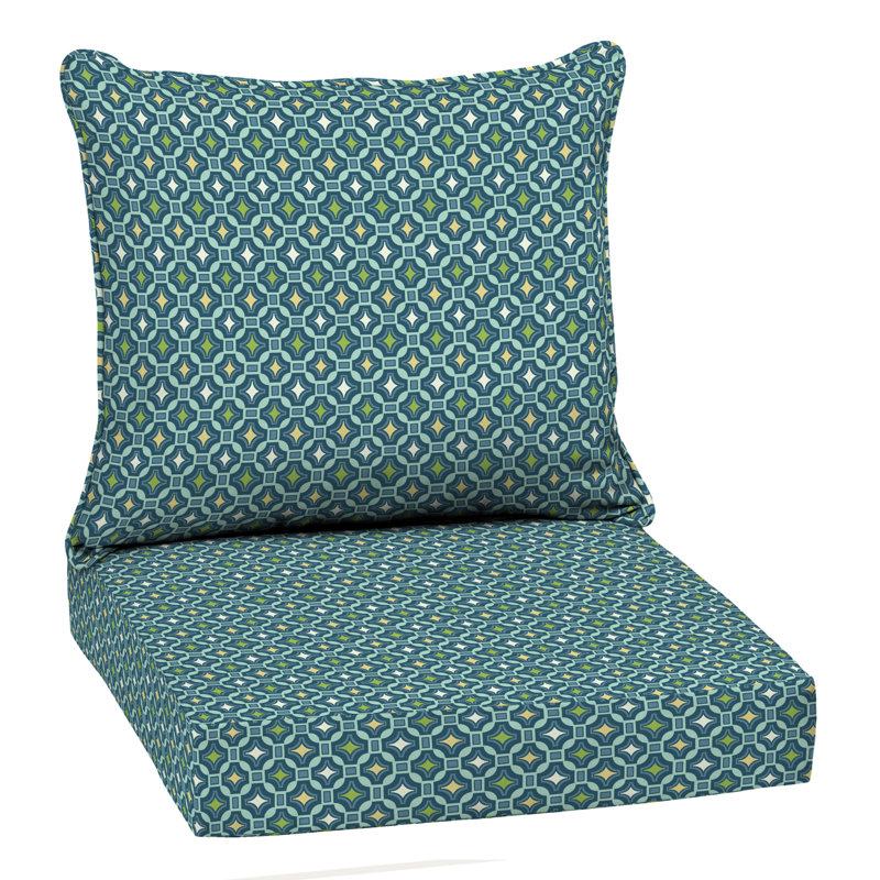 ARDEN Outdoor Lounge Chair 5.75" Cushion, Deep Green Geometric, 5" H x 22" W x 24" D