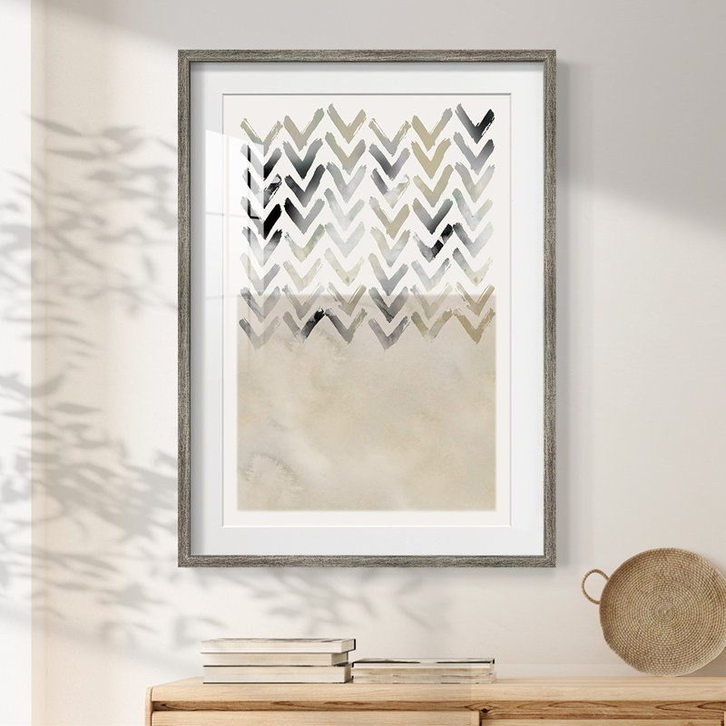 Chevron neutre - imprimé encadré, Vieilli, H 19,5 po x l 16,5 po