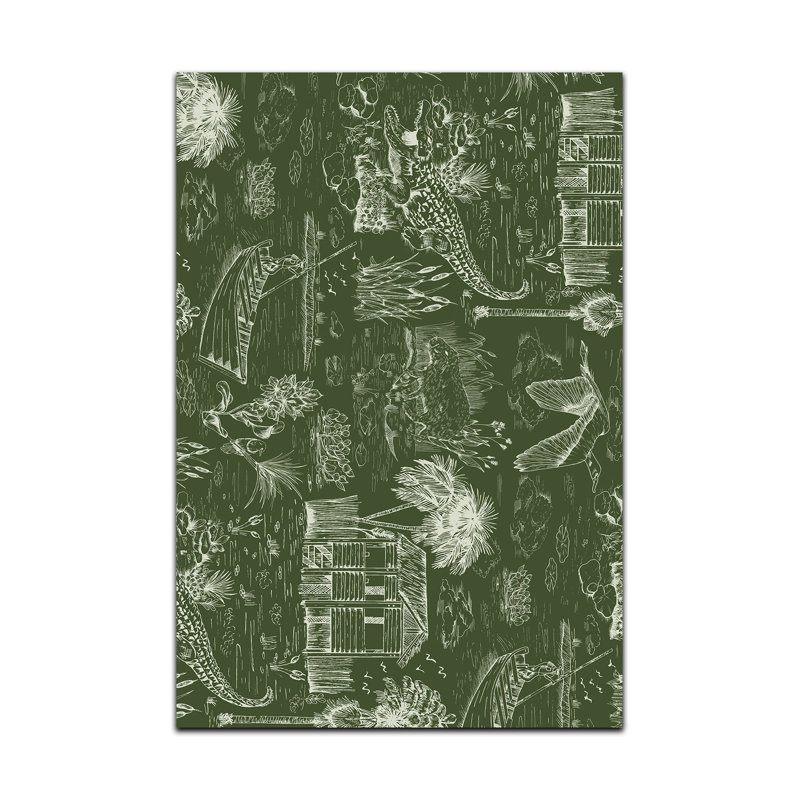 Tapis vert tissé à la main à motif rétro et imprimé numérique, Tapis de couloir 3 pi 3,37 po x 6 pi 6,74 po