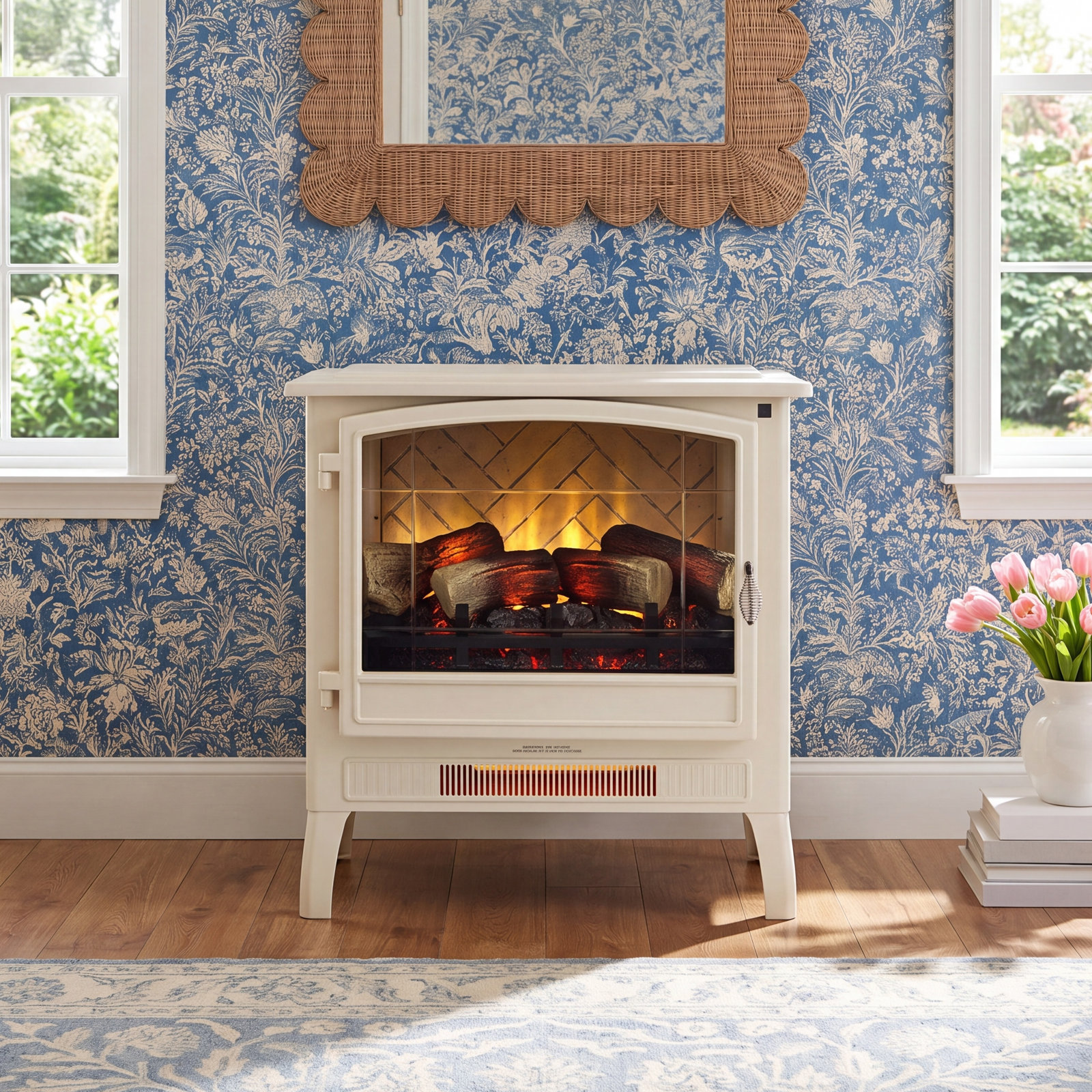Country Living Smart Infrared Fireplace Stove, Cream