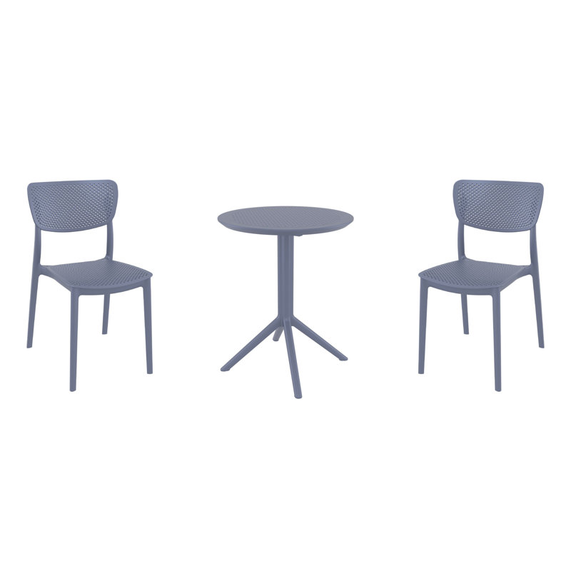 Ensemble bistro en plastique avec table pliable 23,6 po Farrah, Gris foncé
