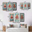 «Retro Stamp Portrait Of Red Octopus», 3 pièces sur toile-922760191-922760163