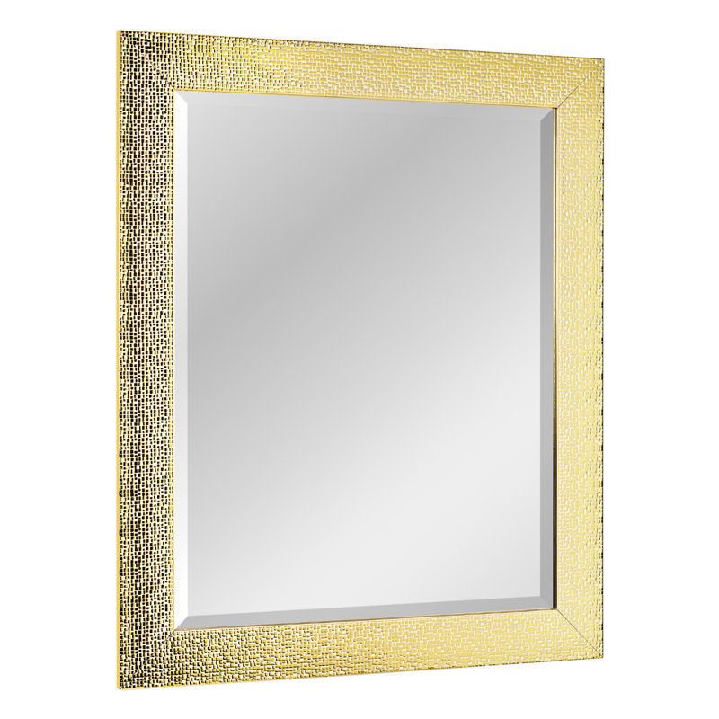 Alyra Gold and White Tile Textured Framed Accent Mirror