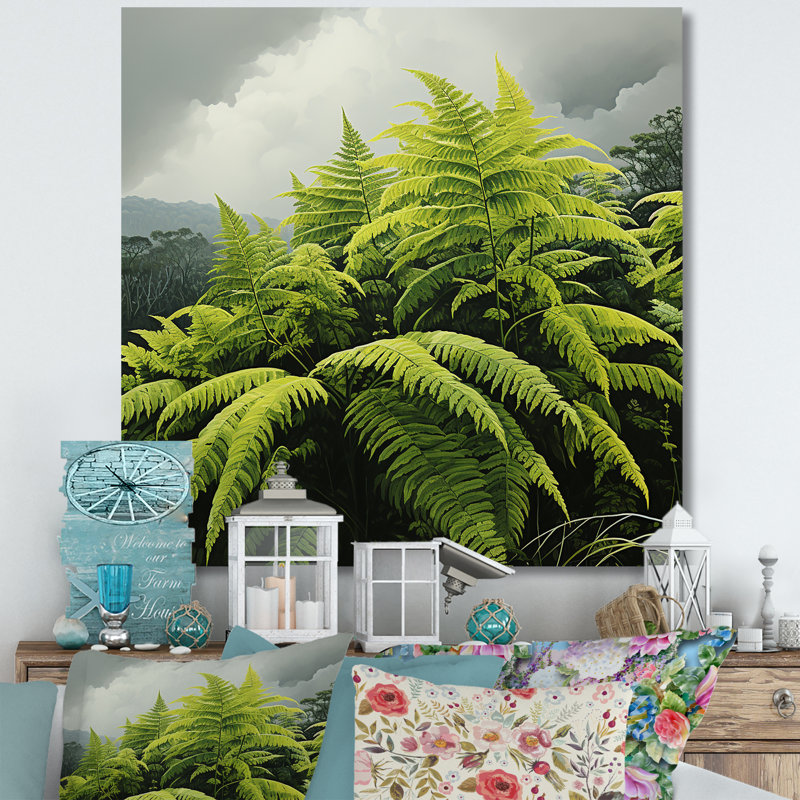 «Green Fern Forest Beauty II - Ferns», art mural, Toile tendue, H 36 po x l 36 po x P 1,5 po
