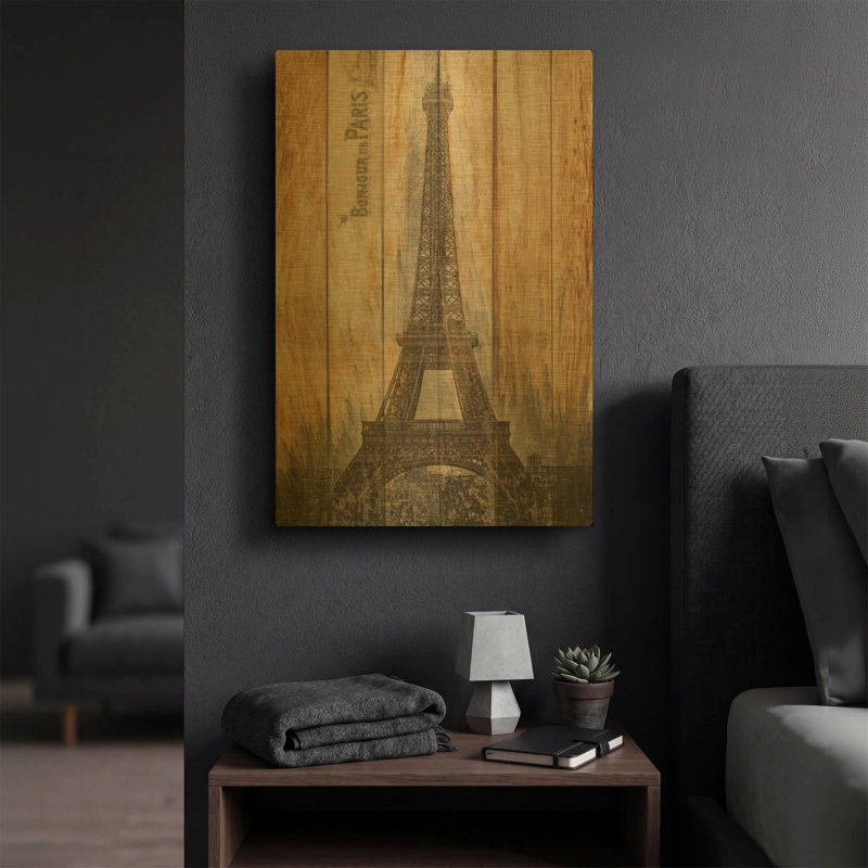 «Rustic Eiffel Tower» par Karen Smith, art mural en métal doré, 16 po x 24 po, 16 po x 24 po