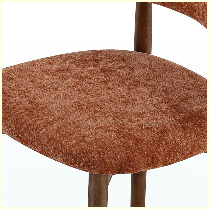 Ensemble de 2 chaises de salle à manger en bois massif brun, chaises de ferme rembourrées avec siège et dossier en tissu doux, chaises de salle à manger de cuisine minimalistes