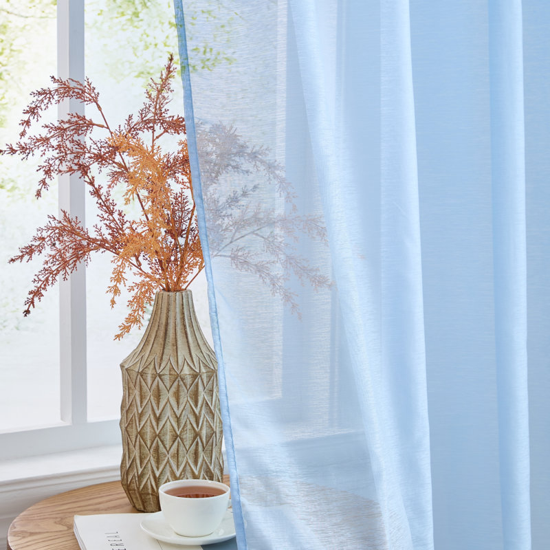 Paire de rideaux semi-transparents avec œillets Carmille, Light Blue, L 54 po x L 63 po