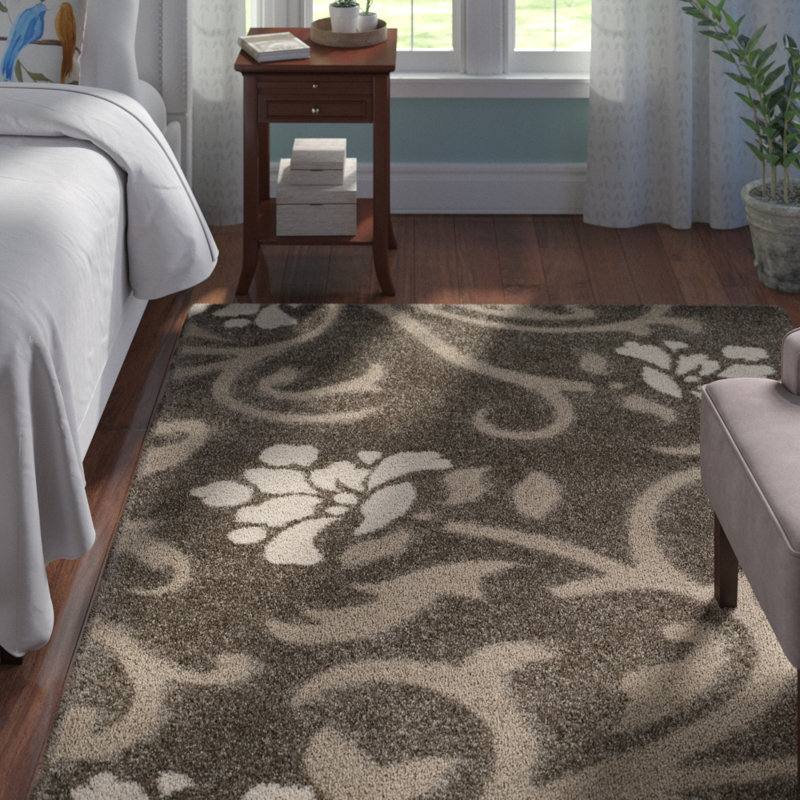 Tapis performance à poil long à motif floral Caniesha, Rectangle 5 pi 3 po x 7 pi 6 po