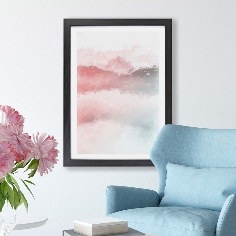 Misty Mountain - Framed Print, 62cm H x 87cm W x 2cm D, Black