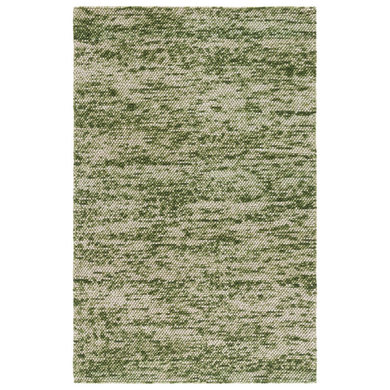 Natura 425 Handwoven Wool/Cotton/Polyester No Pattern Indoor Use Only Rug in Green/Ivory, Rectangle 3' x 5'