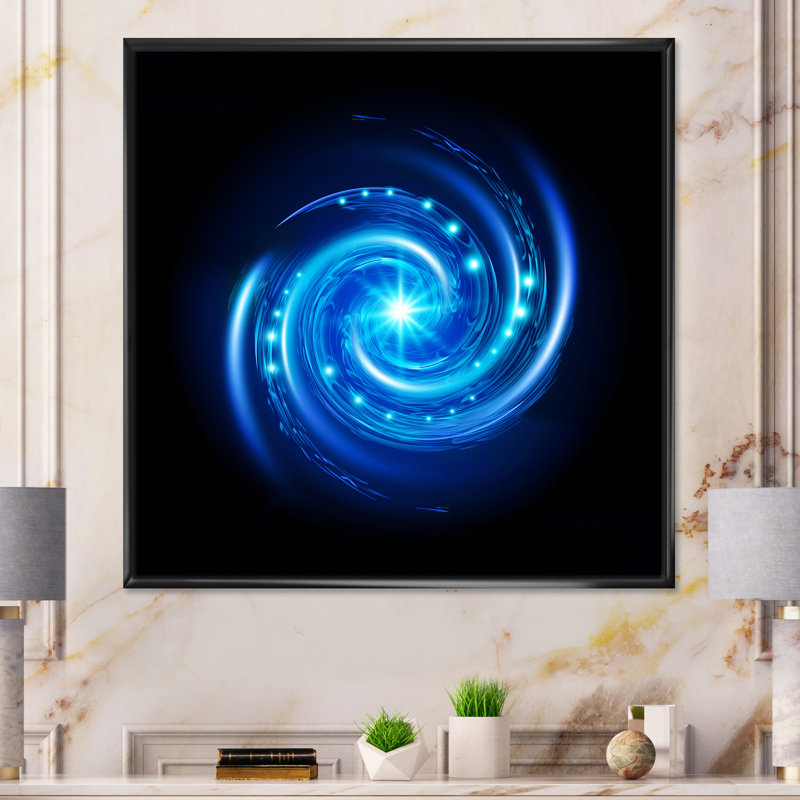 Vortex spirale bleu - On, H 16 po x l 16 po x P 1 po, Toile avec cadre flottant noir