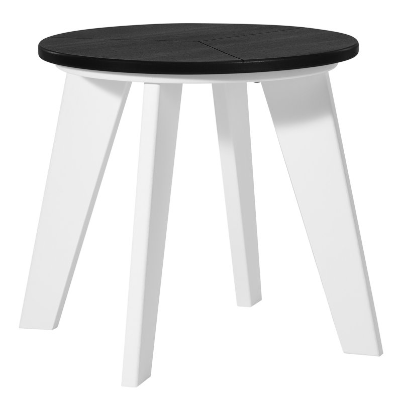 Outdoor Round 18" End Table, White, Black