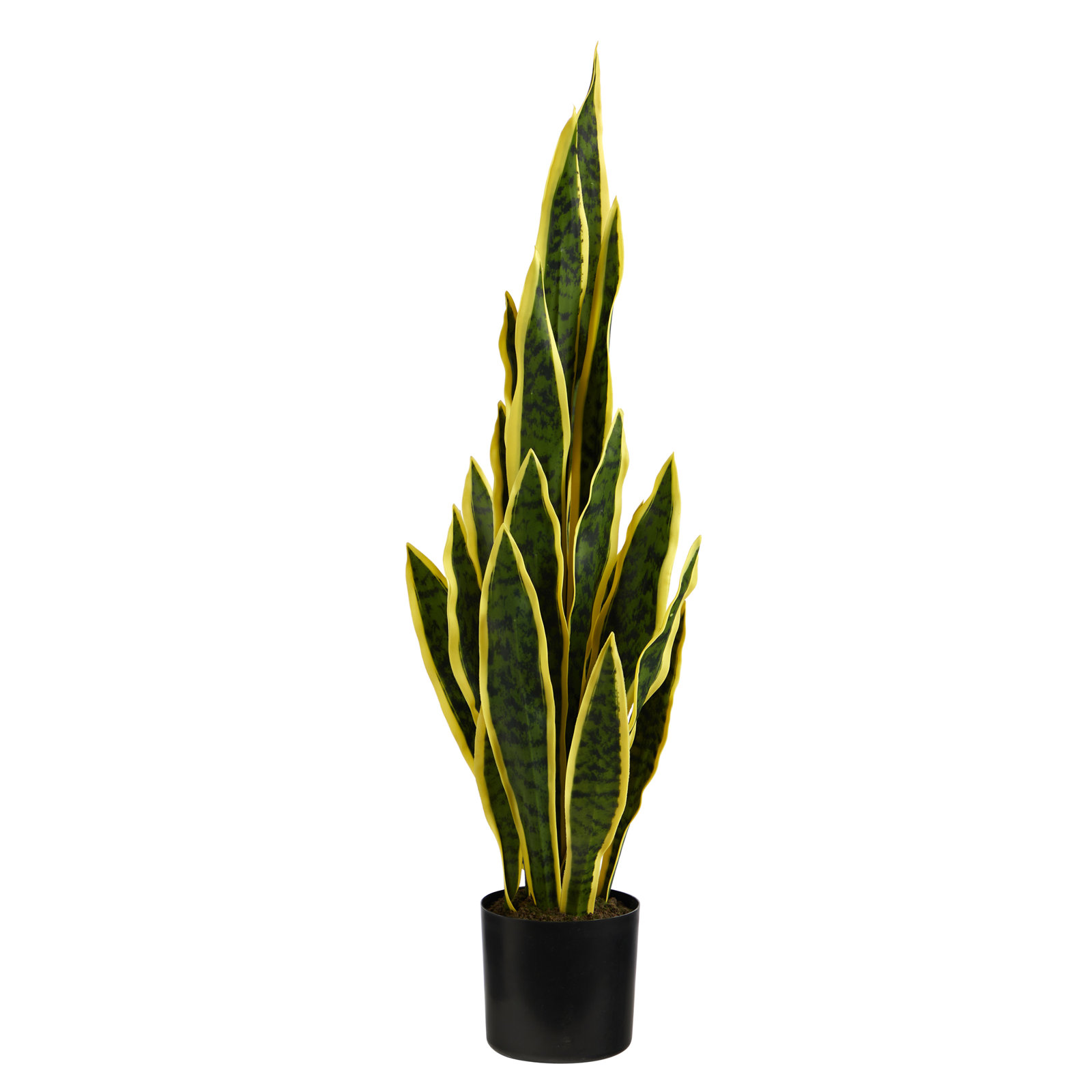 Faux Snake Plant (Sansevieria) Plant in Pot, Yellow, 30" H x 6" W x 6" D