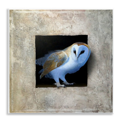 " Mysterious Barn Owl Peering From Darkness Painting " by Alan Weston Painting Print