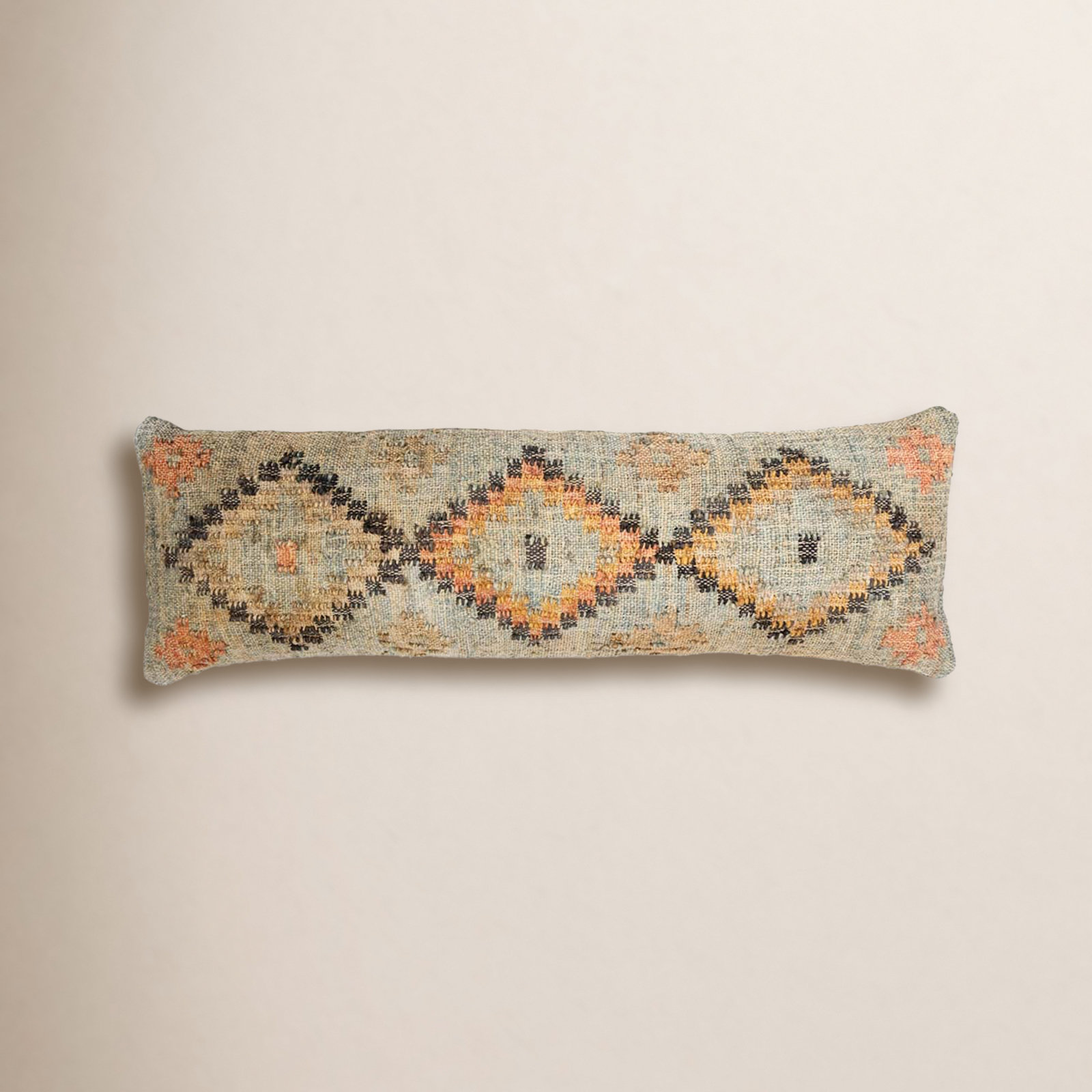 Akara Geometric Jute / Sisal Lumbar Throw Pillow